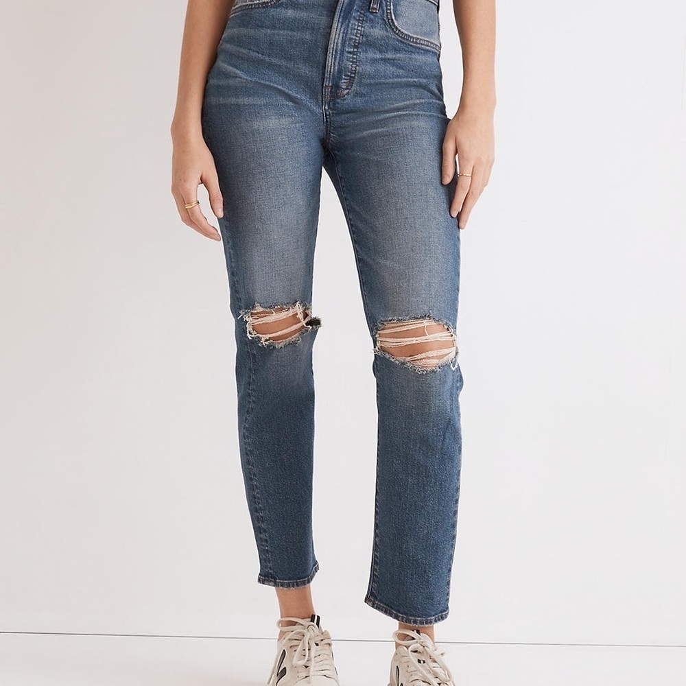 MadeWell The Perfect Vintage Crop Jean in Gooding Wash: Knee-Rip Edition ND503 - Picture 5 of 6